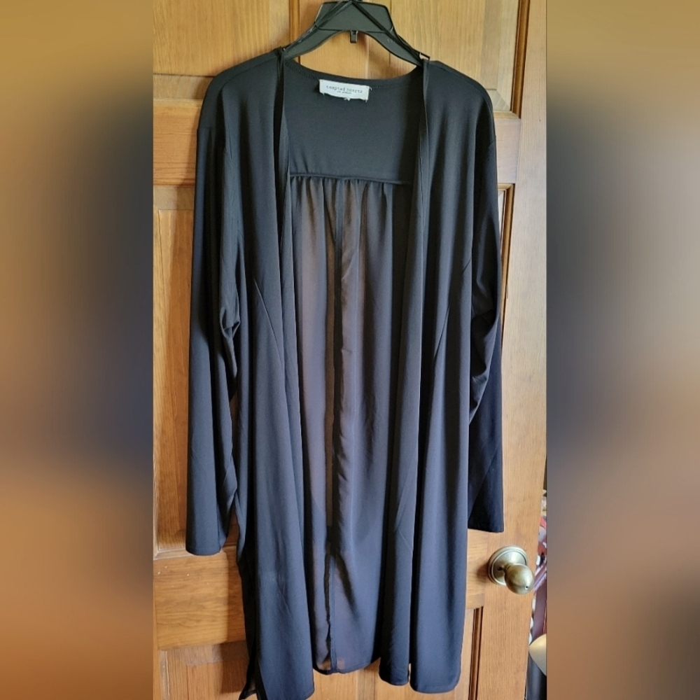 tempted hearts Black Jacket Lightweight Sheer Back Long Sleeve 3X